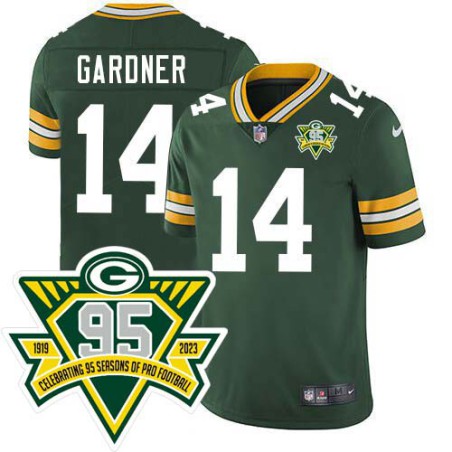 Packers #14 Moose Gardner 1919-2023 95 Year ANNI Patch Jersey -Green