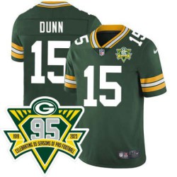 Packers #15 Red Dunn 1919-2023 95 Year ANNI Patch Jersey -Green
