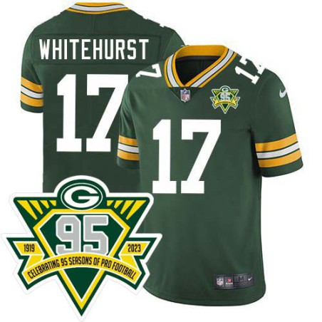 Packers #17 David Whitehurst 1919-2023 95 Year ANNI Patch Jersey -Green