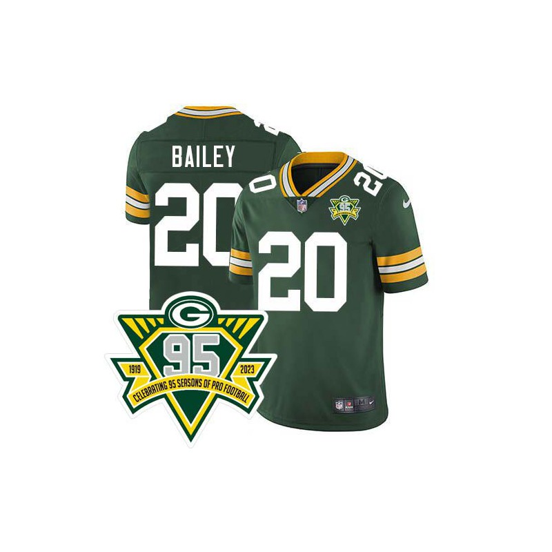 Packers #20 Byron Bailey 1919-2023 95 Year ANNI Patch Jersey -Green