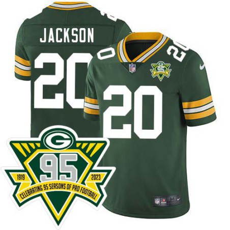 Packers #20 James Jackson 1919-2023 95 Year ANNI Patch Jersey -Green