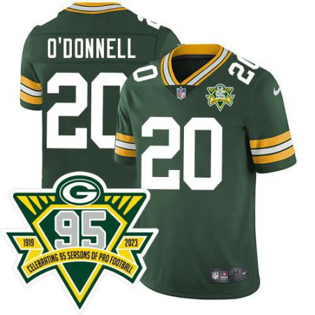 Packers #20 Dick O'Donnell 1919-2023 95 Year ANNI Patch Jersey -Green