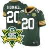 Packers #20 Dick O'Donnell 1919-2023 95 Year ANNI Patch Jersey -Green