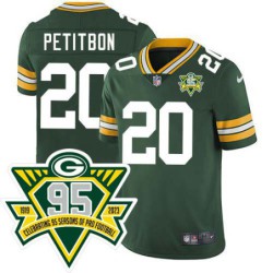 Packers #20 Johnny Petitbon 1919-2023 95 Year ANNI Patch Jersey -Green