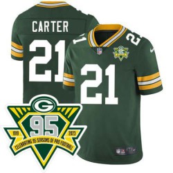Packers #21 Carl Carter 1919-2023 95 Year ANNI Patch Jersey -Green