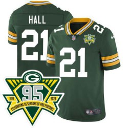 Packers #21 Charlie Hall 1919-2023 95 Year ANNI Patch Jersey -Green