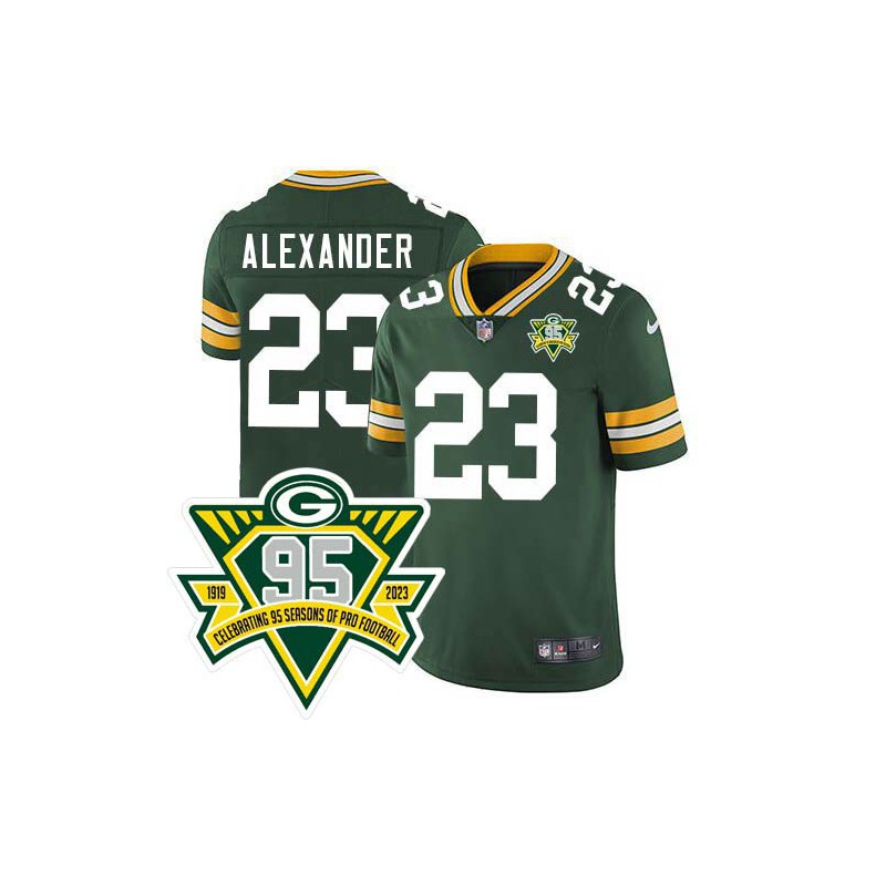 Packers #23 Jaire Alexander 1919-2023 95 Year ANNI Patch Jersey -Green