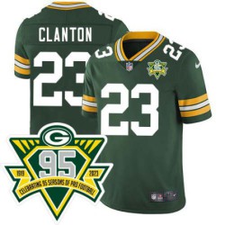 Packers #23 Chuck Clanton 1919-2023 95 Year ANNI Patch Jersey -Green