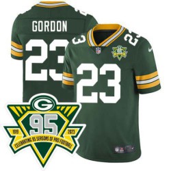 Packers #23 Darrien Gordon 1919-2023 95 Year ANNI Patch Jersey -Green