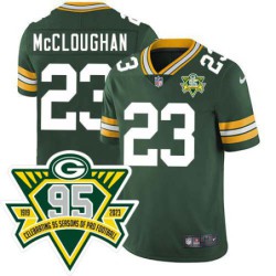 Packers #23 Dave McCloughan 1919-2023 95 Year ANNI Patch Jersey -Green