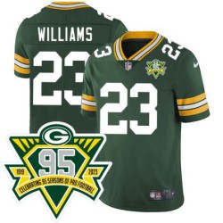 Packers #23 Travis Williams 1919-2023 95 Year ANNI Patch Jersey -Green