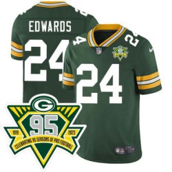 Packers #24 Antuan Edwards 1919-2023 95 Year ANNI Patch Jersey -Green