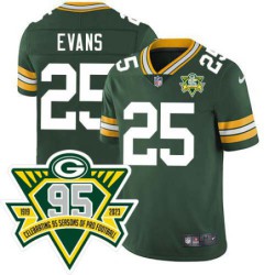 Packers #25 Lon Evans 1919-2023 95 Year ANNI Patch Jersey -Green