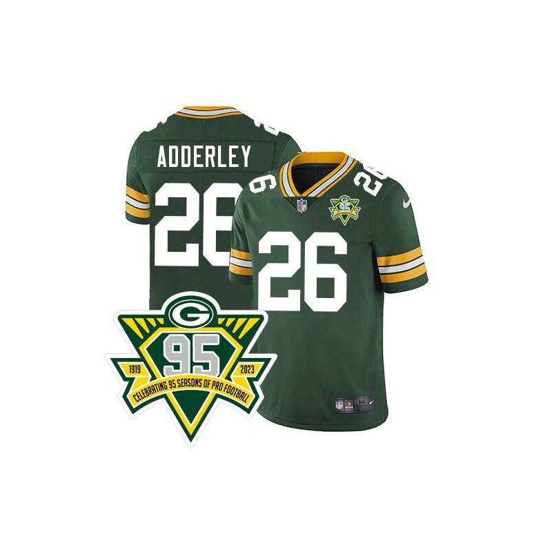 Packers #26 Herb Adderley 1919-2023 95 Year ANNI Patch Jersey -Green