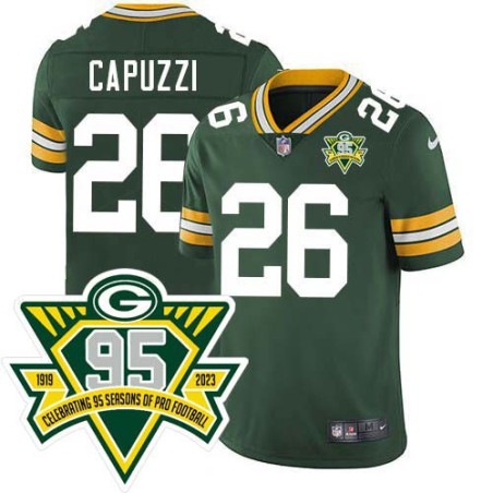 Packers #26 Jim Capuzzi 1919-2023 95 Year ANNI Patch Jersey -Green