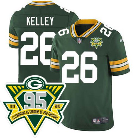 Packers #26 Bill Kelley 1919-2023 95 Year ANNI Patch Jersey -Green