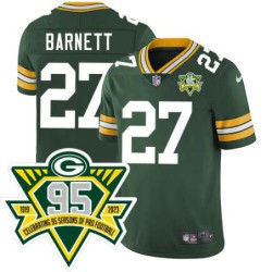 Packers #27 Solon Barnett 1919-2023 95 Year ANNI Patch Jersey -Green