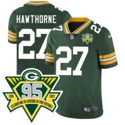 Packers #27 Michael Hawthorne 1919-2023 95 Year ANNI Patch Jersey -Green