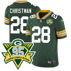 Packers #28 Paul Christman 1919-2023 95 Year ANNI Patch Jersey -Green