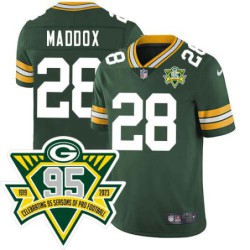 Packers #28 Buster Maddox 1919-2023 95 Year ANNI Patch Jersey -Green