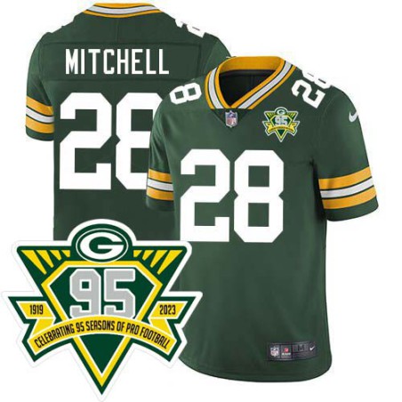 Packers #28 Basil Mitchell 1919-2023 95 Year ANNI Patch Jersey -Green