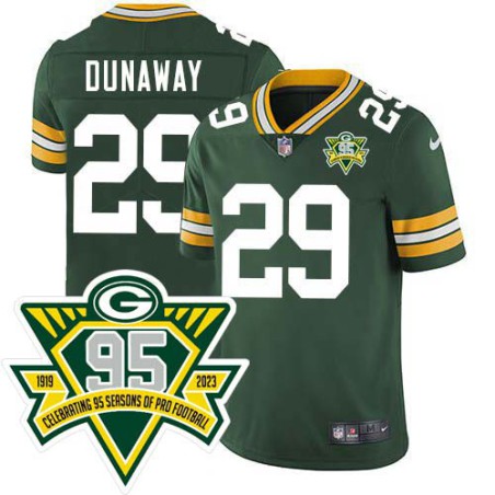 Packers #29 Dave Dunaway 1919-2023 95 Year ANNI Patch Jersey -Green