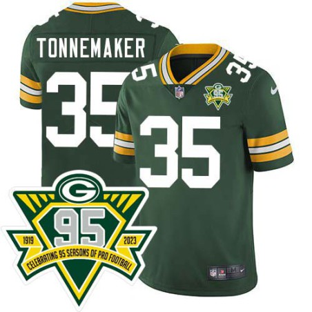 Packers #35 Clayton Tonnemaker 1919-2023 95 Year ANNI Patch Jersey -Green