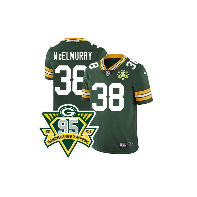 Packers #38 Blaine McElmurry 1919-2023 95 Year ANNI Patch Jersey -Green