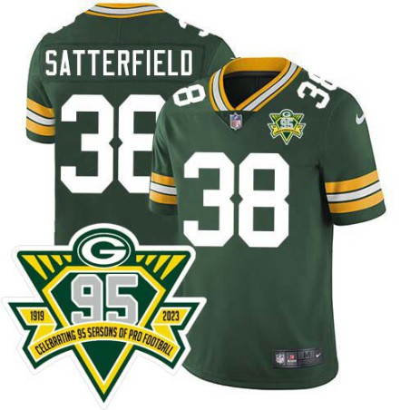 Packers #38 Brian Satterfield 1919-2023 95 Year ANNI Patch Jersey -Green