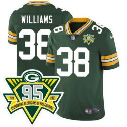 Packers #38 Tramon Williams 1919-2023 95 Year ANNI Patch Jersey -Green