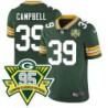 Packers #39 Ibraheim Campbell 1919-2023 95 Year ANNI Patch Jersey -Green