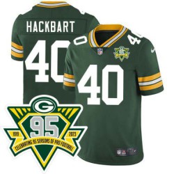 Packers #40 Dale Hackbart 1919-2023 95 Year ANNI Patch Jersey -Green