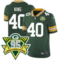 Packers #40 David King 1919-2023 95 Year ANNI Patch Jersey -Green