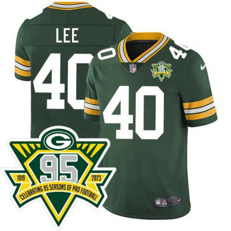 Packers #40 Bill Lee 1919-2023 95 Year ANNI Patch Jersey -Green