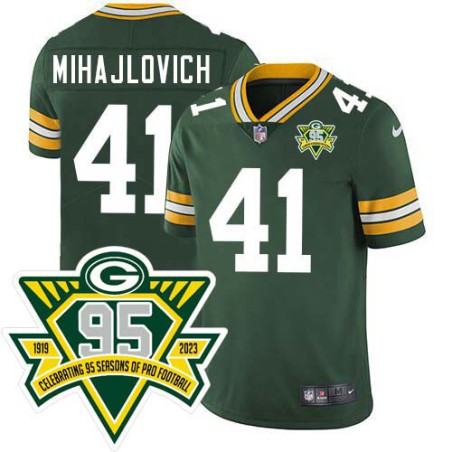 Packers #41 Lou Mihajlovich 1919-2023 95 Year ANNI Patch Jersey -Green