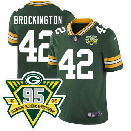 Packers #42 John Brockington 1919-2023 95 Year ANNI Patch Jersey -Green