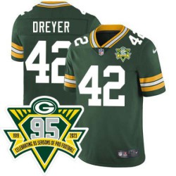 Packers #42 Wally Dreyer 1919-2023 95 Year ANNI Patch Jersey -Green