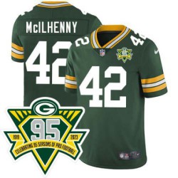 Packers #42 Don McIlhenny 1919-2023 95 Year ANNI Patch Jersey -Green