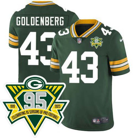 Packers #43 Buckets Goldenberg 1919-2023 95 Year ANNI Patch Jersey -Green