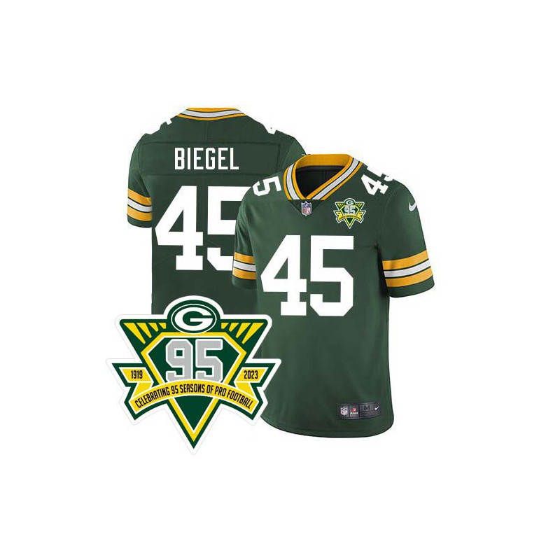 Packers #45 Vince Biegel 1919-2023 95 Year ANNI Patch Jersey -Green