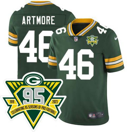 Packers #46 Rodney Artmore 1919-2023 95 Year ANNI Patch Jersey -Green