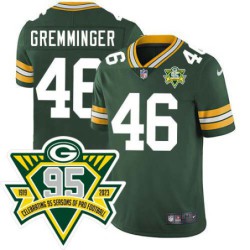 Packers #46 Hank Gremminger 1919-2023 95 Year ANNI Patch Jersey -Green