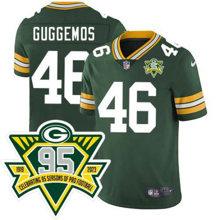 Packers #46 Nick Guggemos 1919-2023 95 Year ANNI Patch Jersey -Green