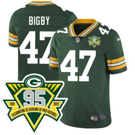 Packers #47 Atari Bigby 1919-2023 95 Year ANNI Patch Jersey -Green