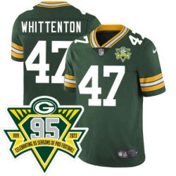 Packers #47 Jesse Whittenton 1919-2023 95 Year ANNI Patch Jersey -Green