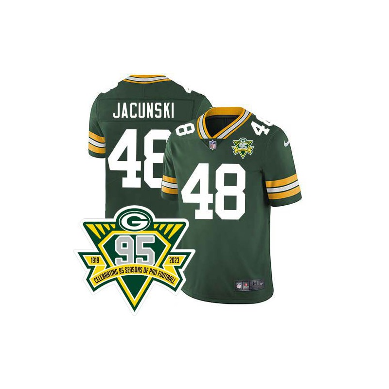 Packers #48 Harry Jacunski 1919-2023 95 Year ANNI Patch Jersey -Green