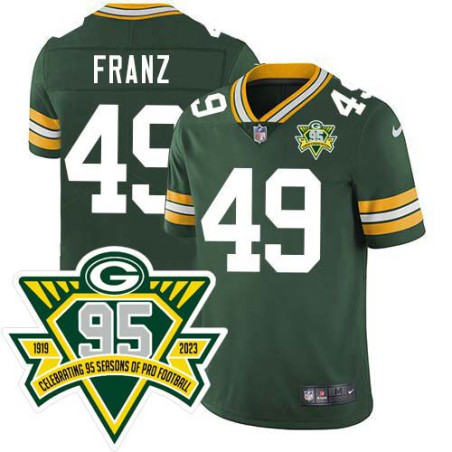 Packers #49 Todd Franz 1919-2023 95 Year ANNI Patch Jersey -Green