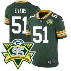 Packers #51 Lon Evans 1919-2023 95 Year ANNI Patch Jersey -Green