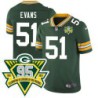 Packers #51 Lon Evans 1919-2023 95 Year ANNI Patch Jersey -Green