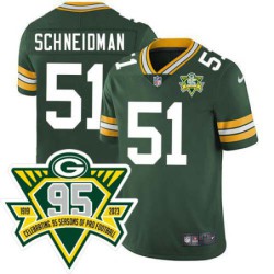 Packers #51 Herm Schneidman 1919-2023 95 Year ANNI Patch Jersey -Green